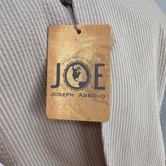 Joe Joseph Aboud Pinstripe Blazer Men's Slim Fit Seersucker XXL Cotton Beige LS - Picture 6 of 7
